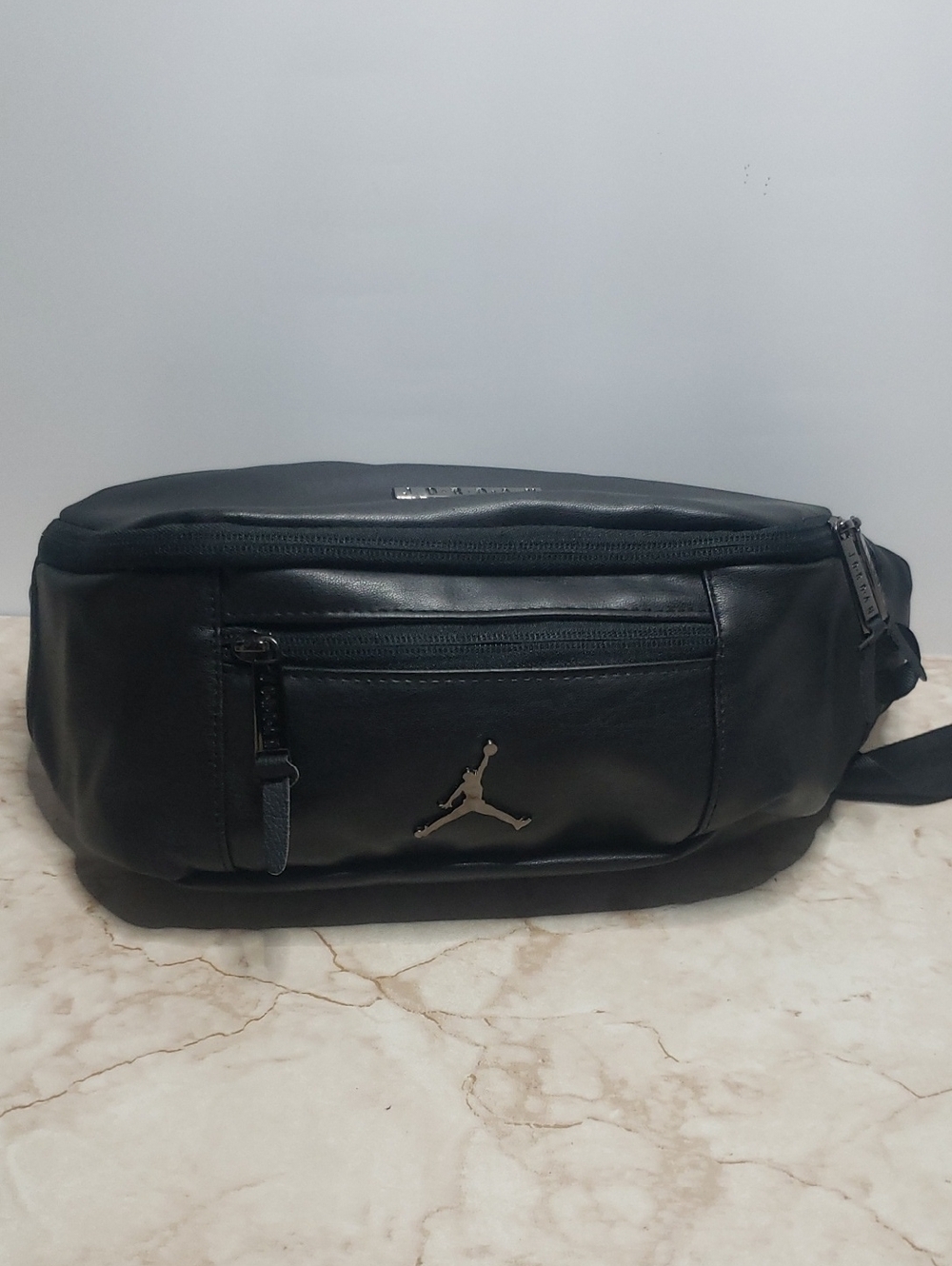 Jordan Black Faux Leather Crossbody Waist Bag Unisex